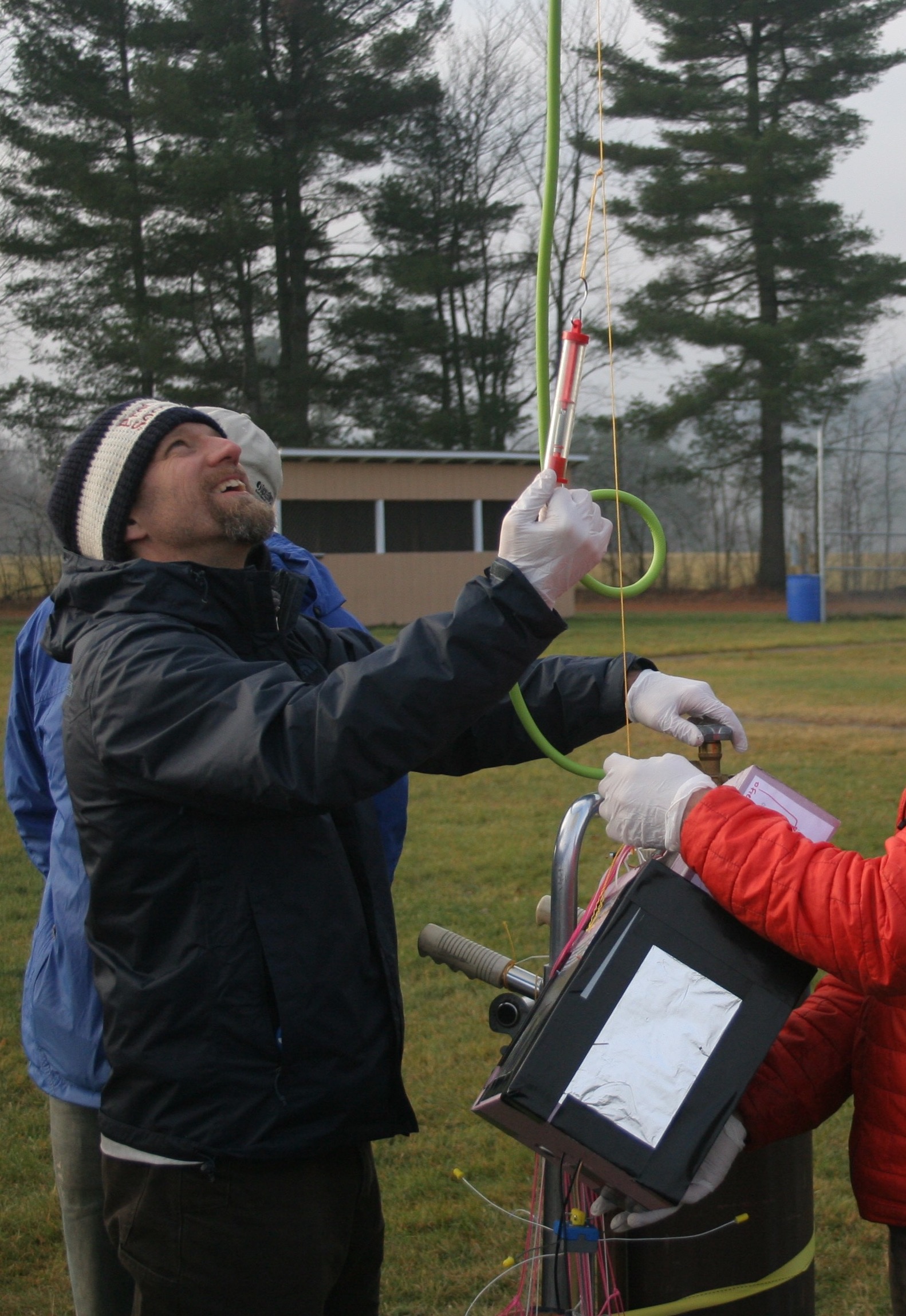 Final measurement of the balloon's lift. This value was used to help us predict the balloon's ascent rate and then its flight path .