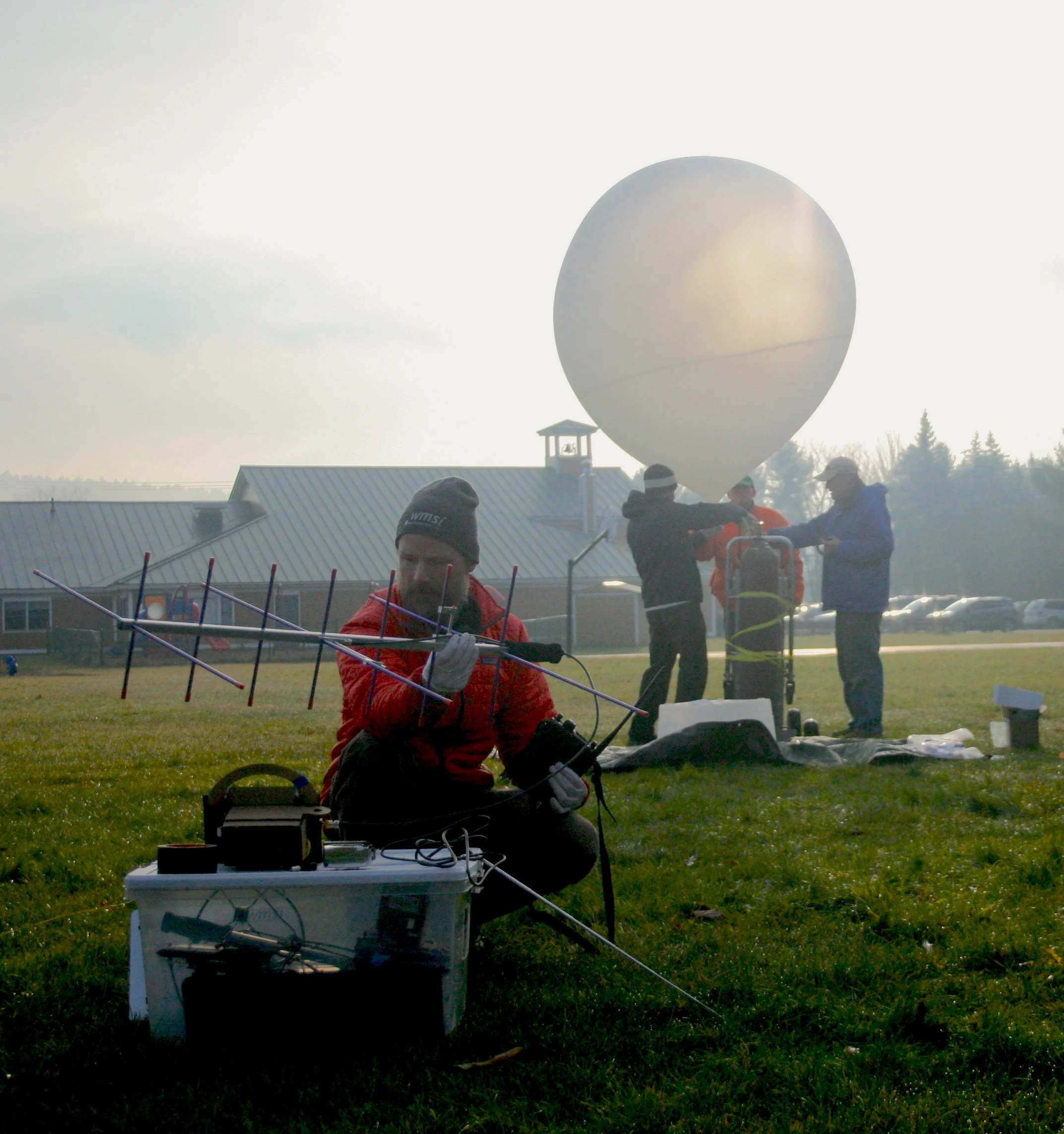 Conducting pre-flight radio tests.