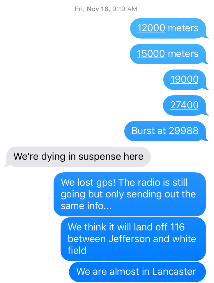  Text messages from WMSI's Bill Church to Profile STEAM Design Teacher, Kevin Briere.  November 18th, 2016. 