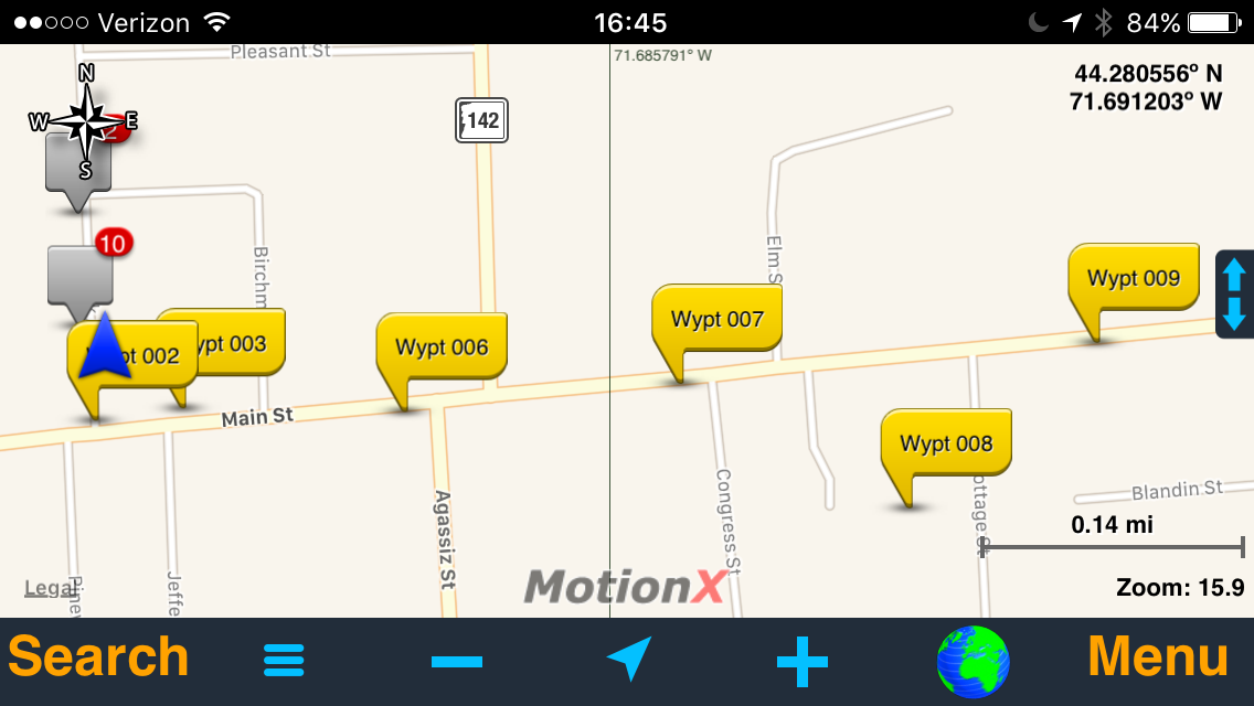  GPS waypoints used to measure transmission range. 
