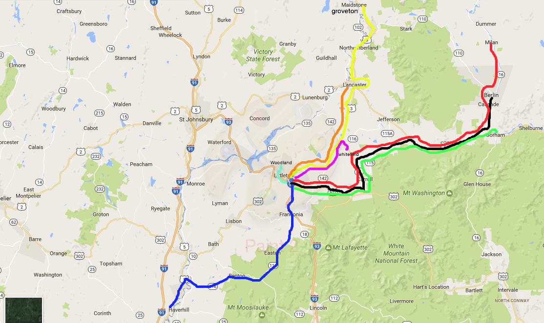 Each route color represents a school we've visited once or multiple times in the past month. 