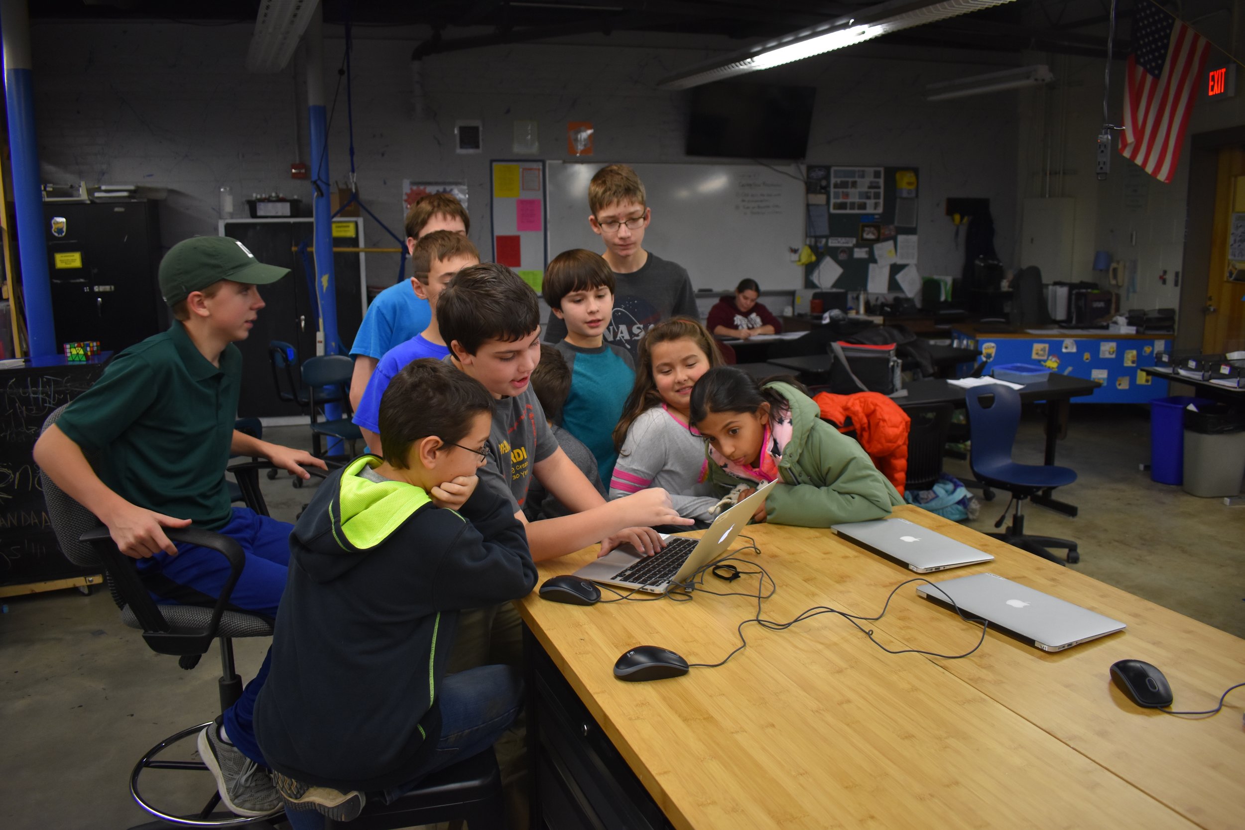  A 2nd year STEM Lab Explorer sharing his game with the group! 