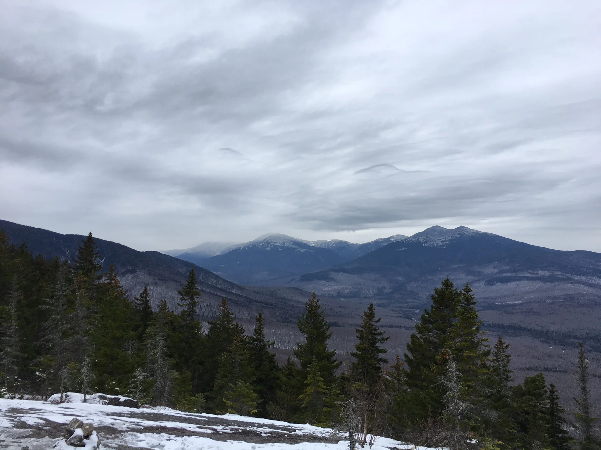  The Presidential Range of the White Mountains underneath distinctive  Undulatus Asperatus  clouds. 