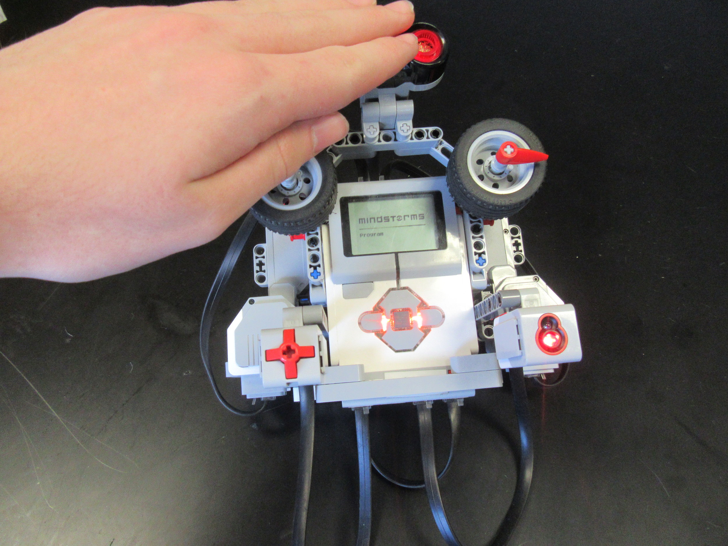  When something like a hand covers the sensor the lights turn orange 