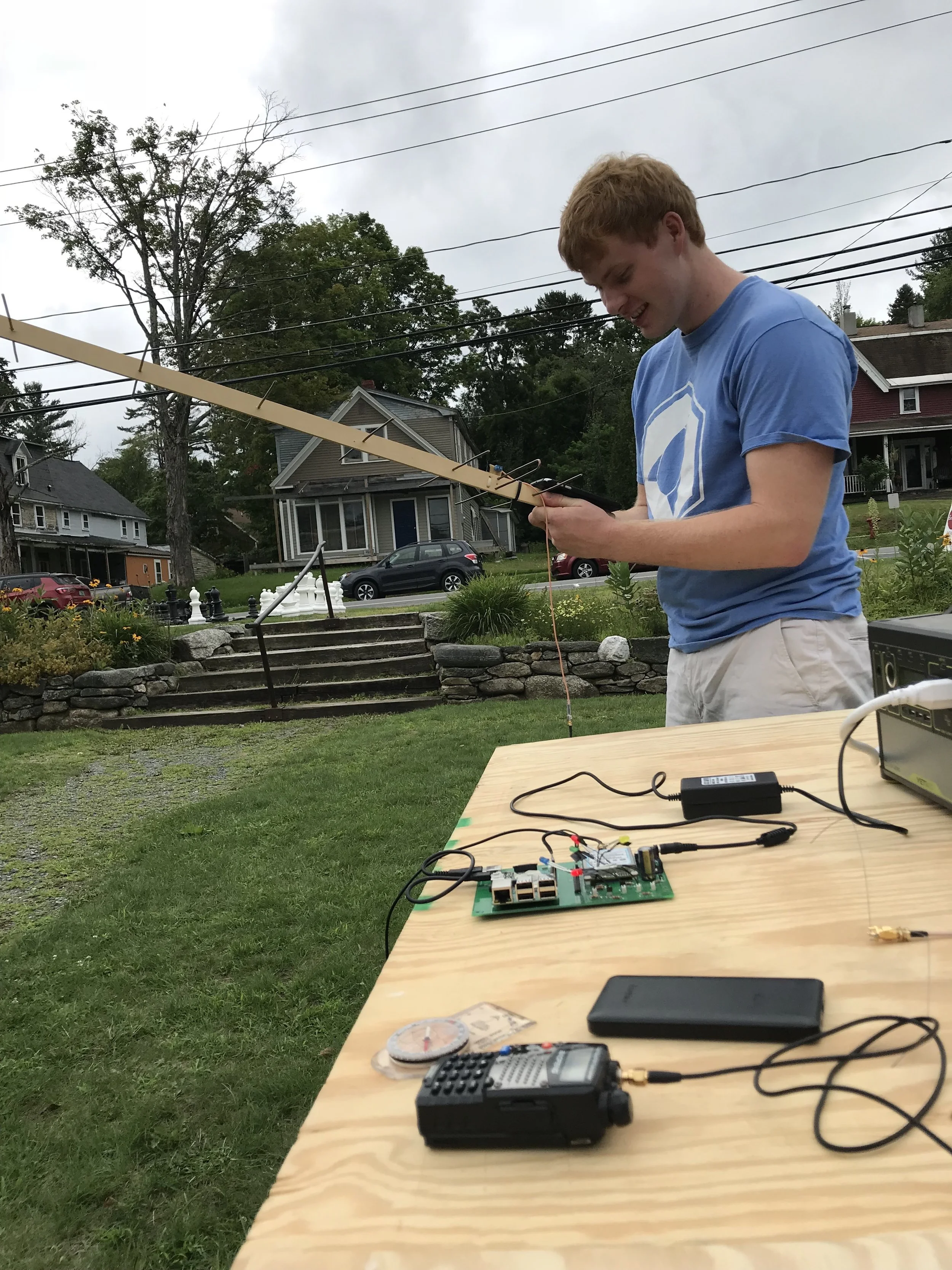  The author listening for EQUiSat in front of WMSI in Bethlehem 