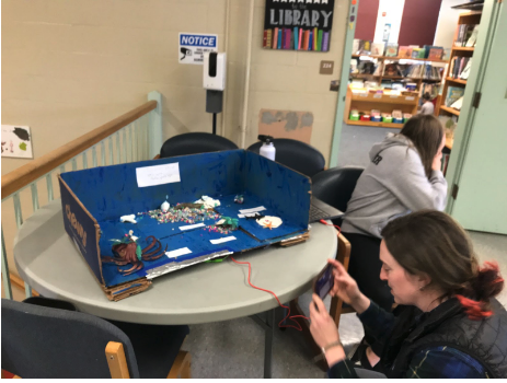    This student is a little shy but her underwater world was super educational and entertaining!  This was one of our most popular interactive displays.   