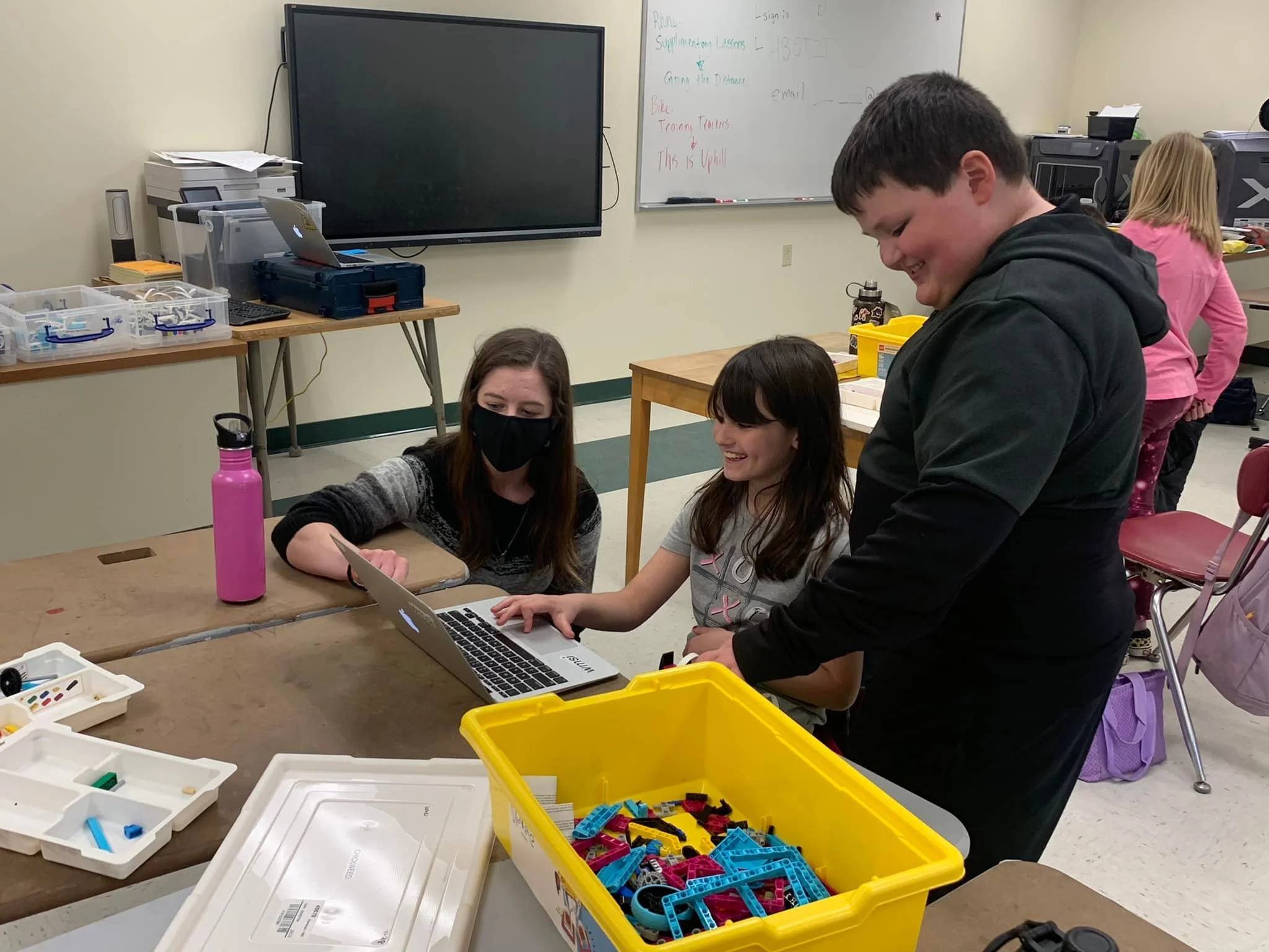  Working on code for LEGO Spike Prime robotics with students at Colebrook - a new tool for me too! 