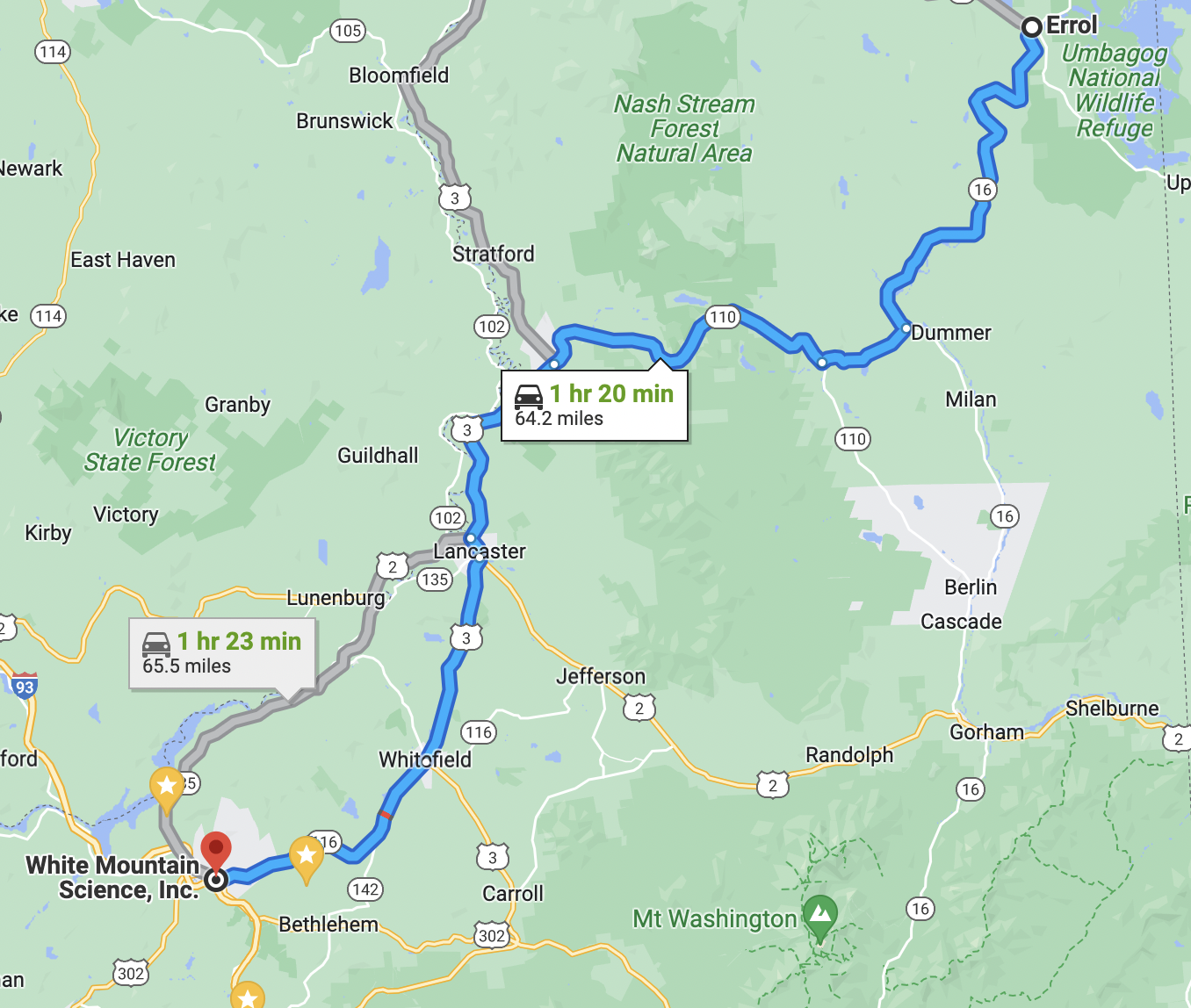  My intended route - a beautiful drive through the north country! 