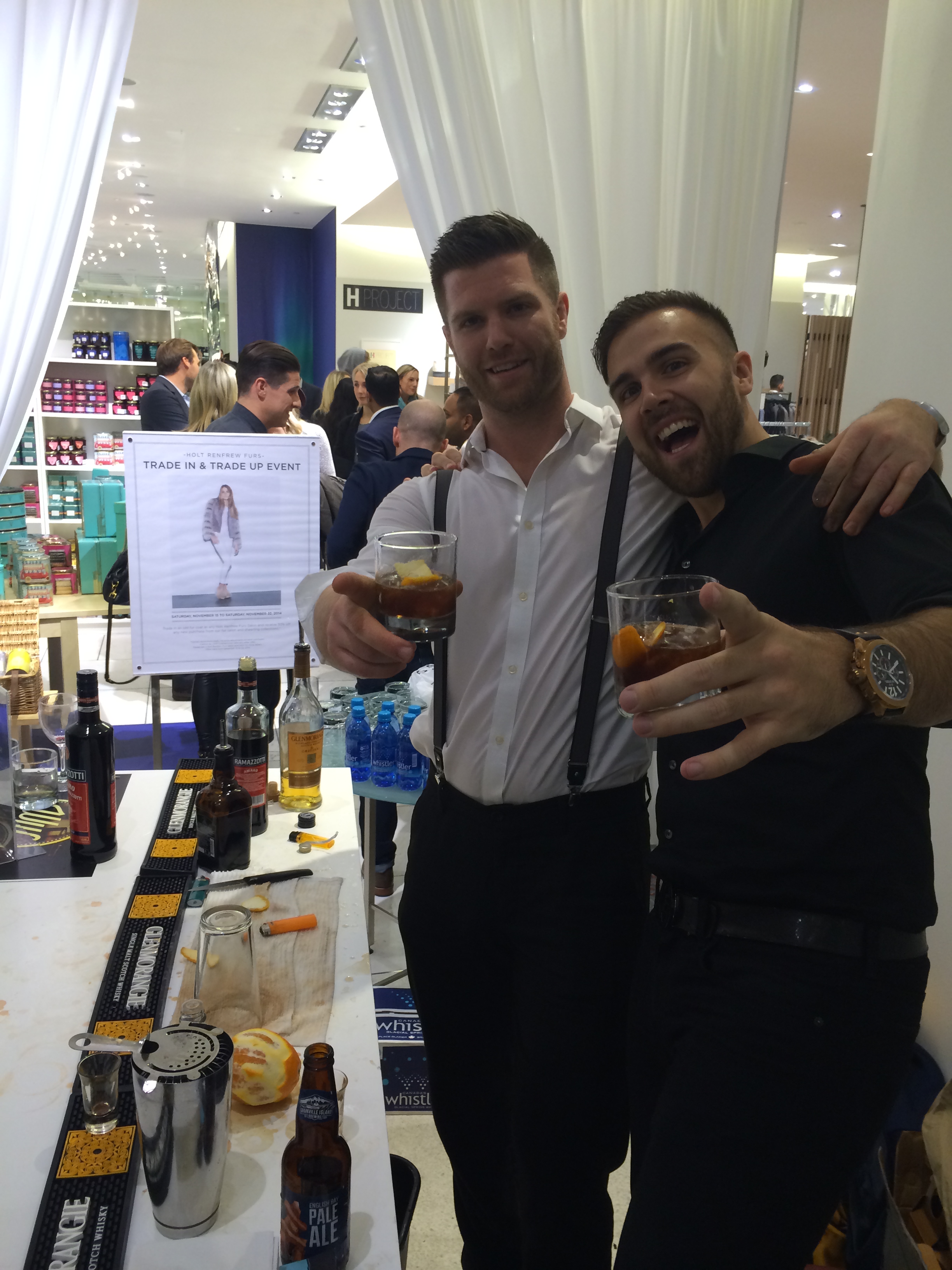 Jeff McKinnon & Nick Harborne celebrating a job well done after the party with a Wiseman