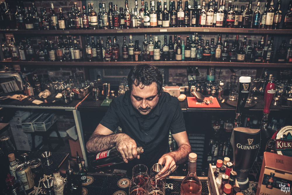 Pictured is bartender extraordinaire Randy Gaudreau aka @whiskeydrummer crafting a few Wiseman cocktails behind the bar at Shebeen, a whisky list which he has been the mastermind behind and expertly curated for the past several years!