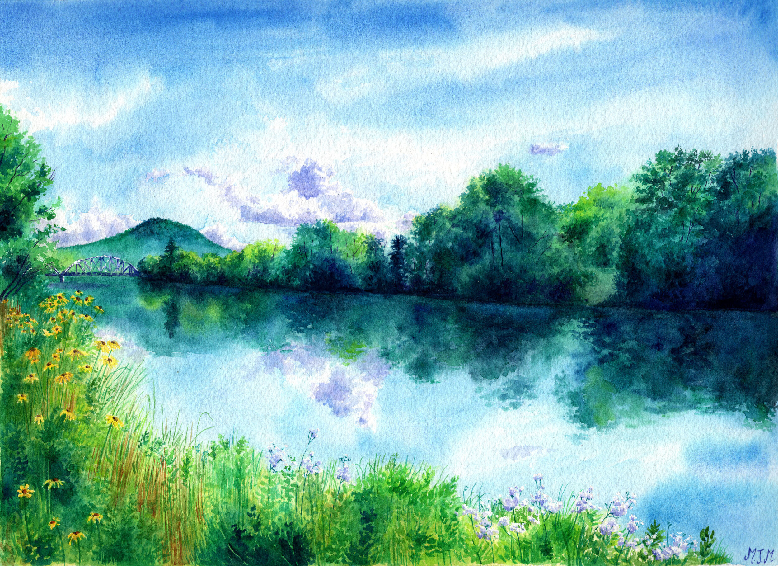 Summer on the Connecticut River, Watercolor