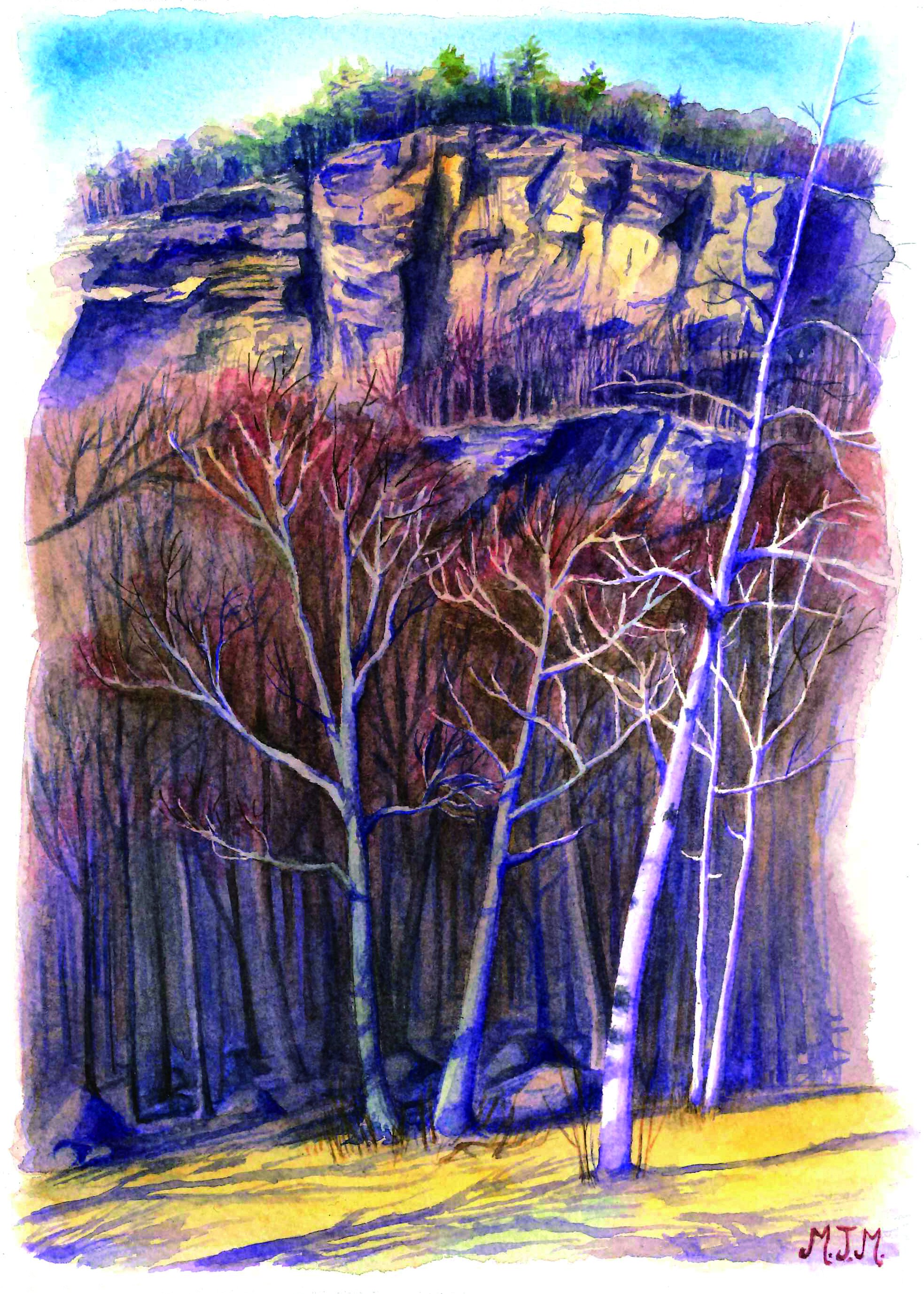 Late Afternoon April Light at Shell Pond, Watercolor