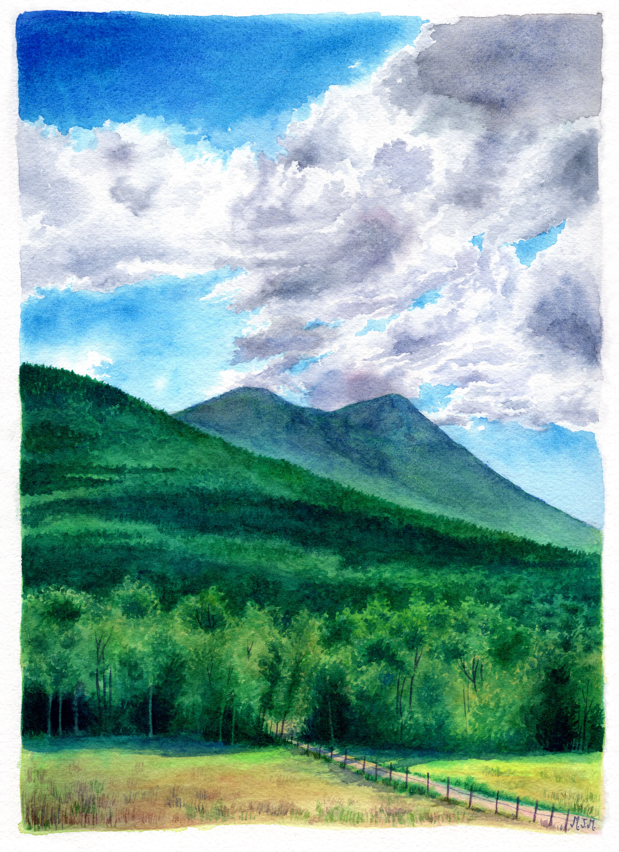 Doublehead from the Spruce Middle Cabin, Watercolor