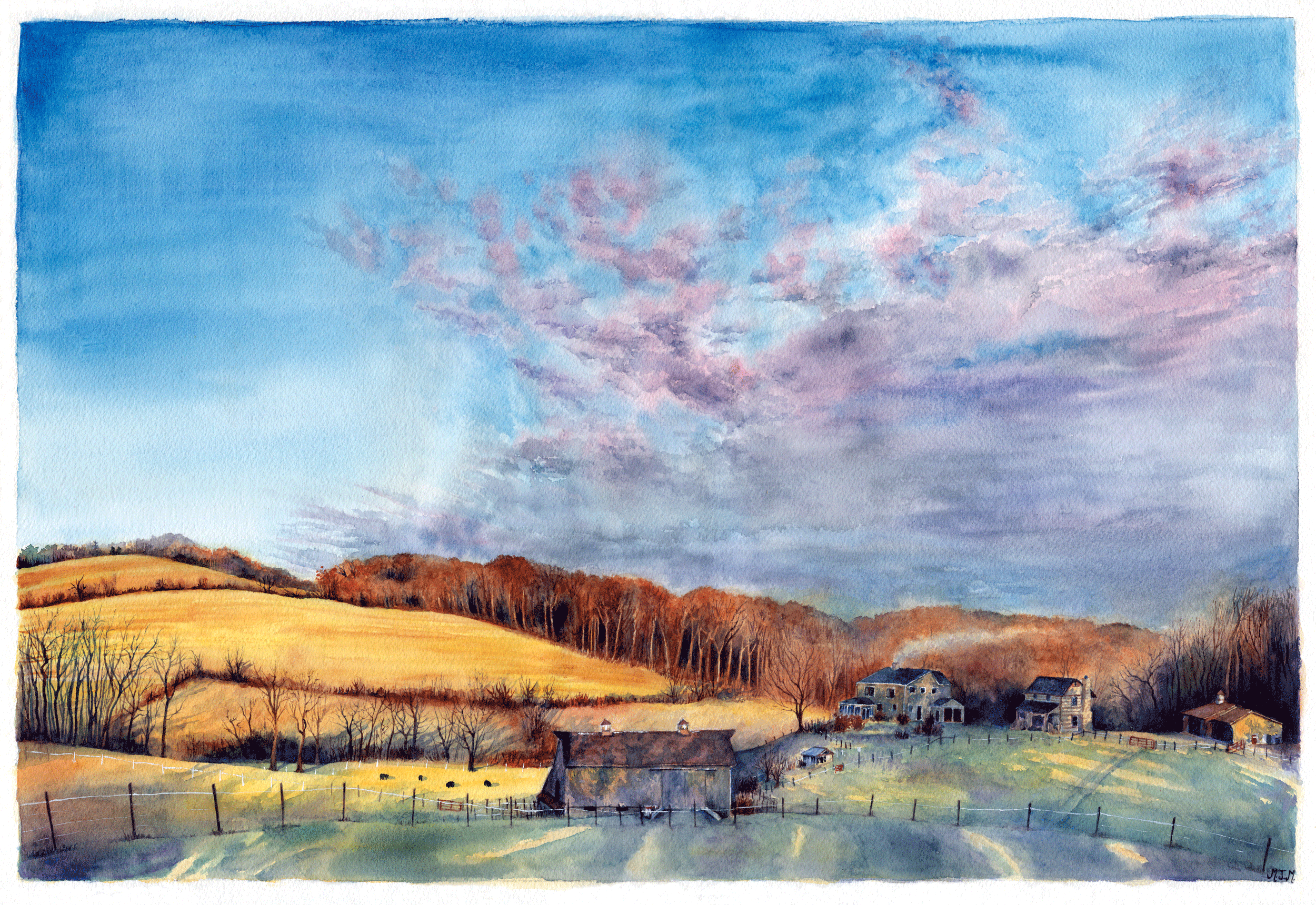 Trial Run Farm, Watercolor