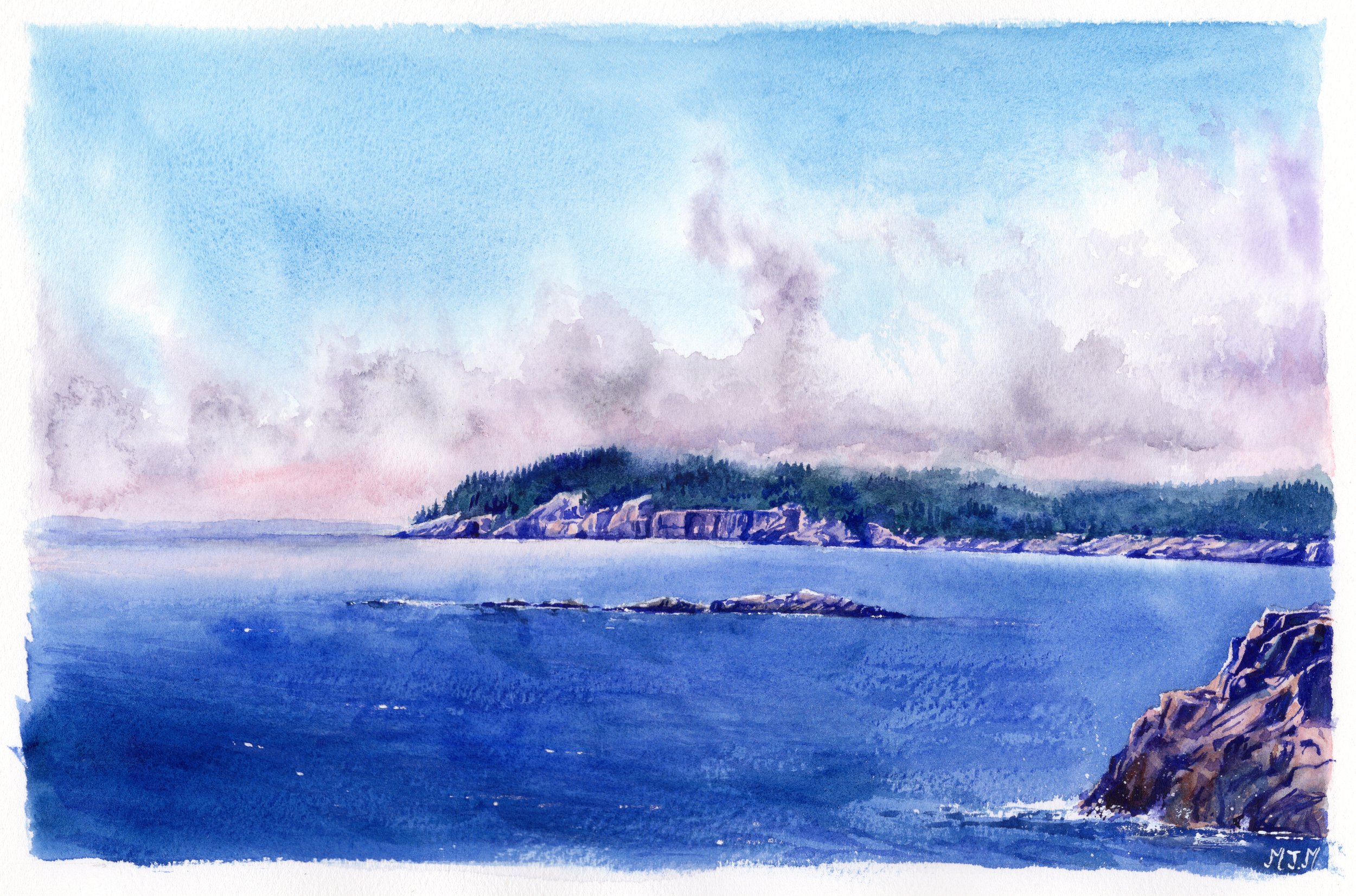 Otter Cliffs, Acadia NP, ME, Watercolor