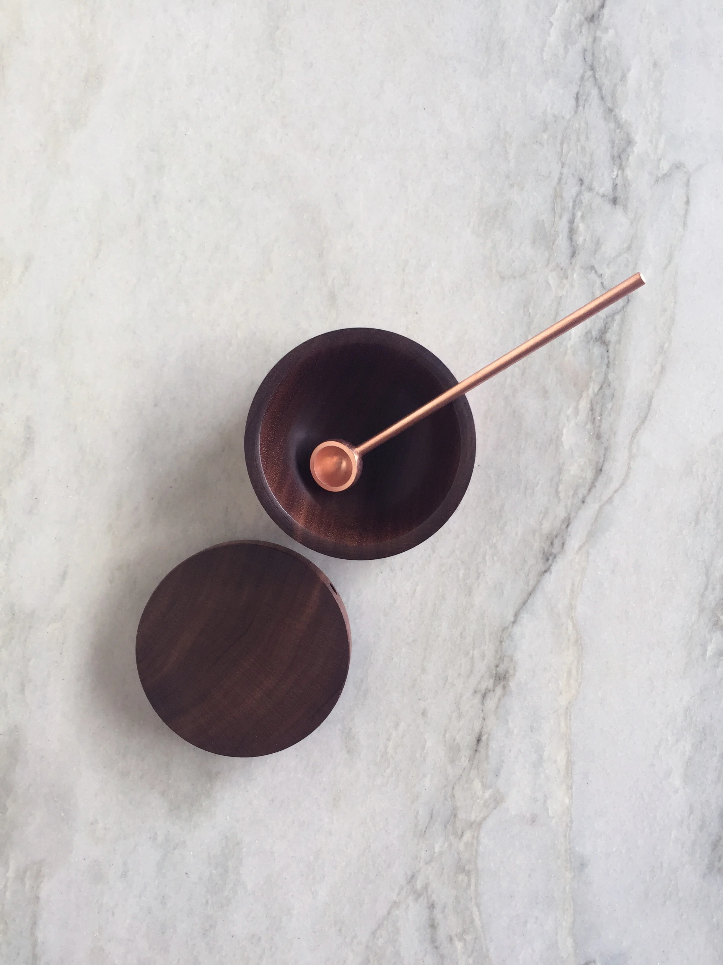 Hew Salt Cellar with Copper Spoon Open