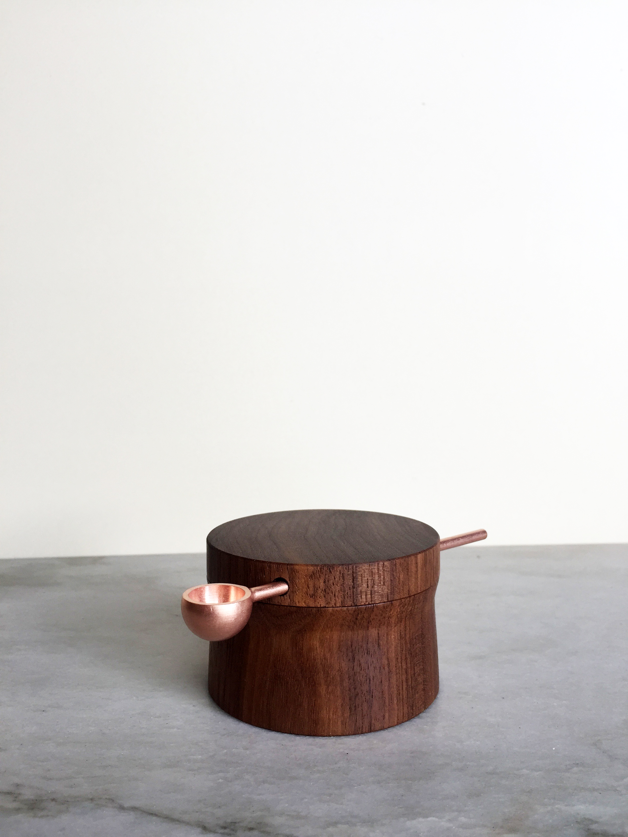 Hew Walnut Salt Cellar Hero Copper Spoon