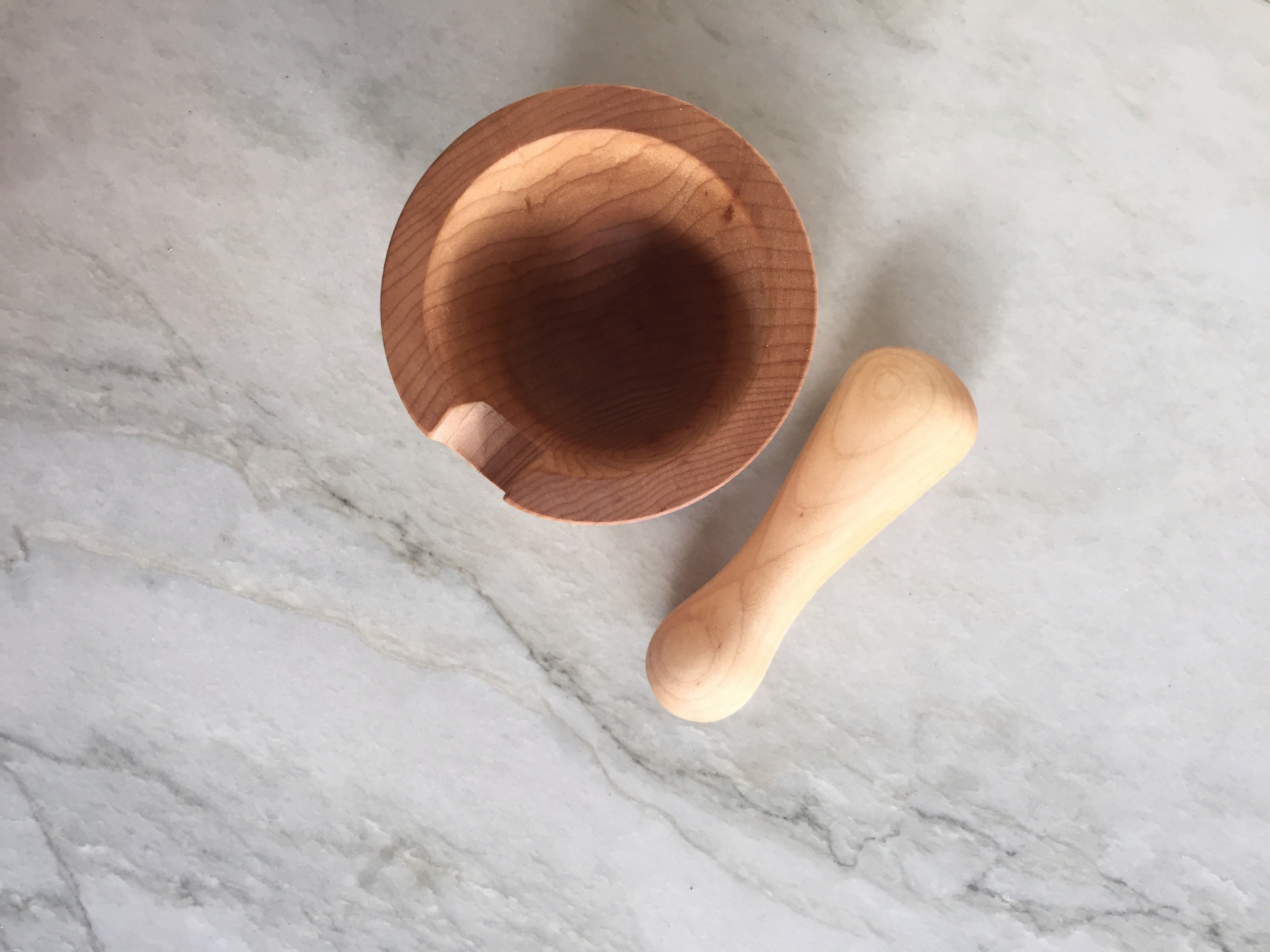Top View Mortar Pestle Hard Maple