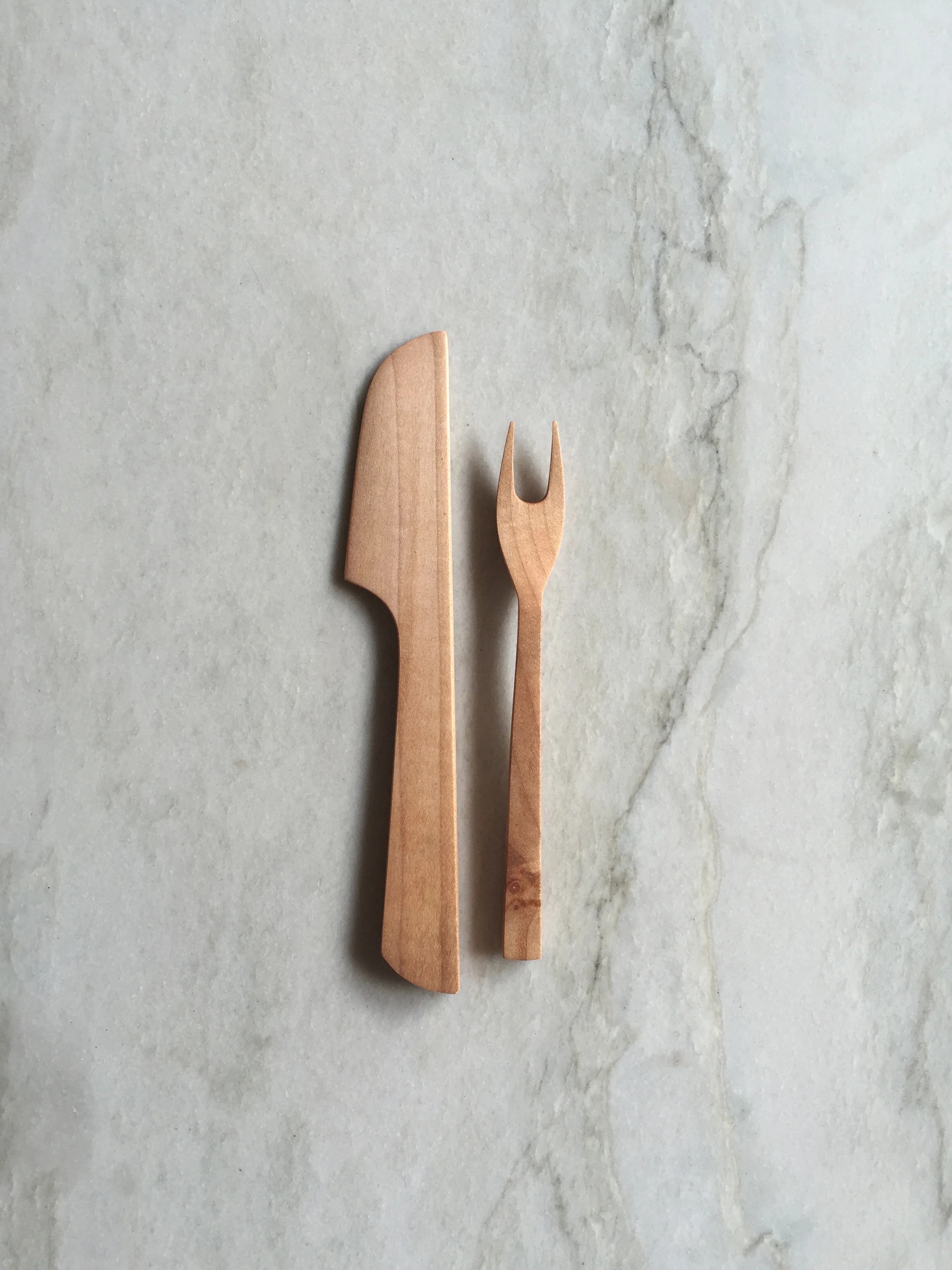 Hew Butter Knife Spreader Fork Maple