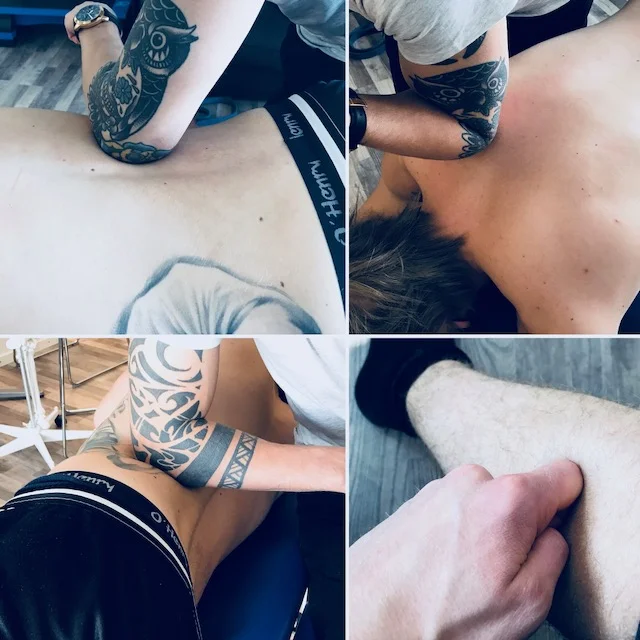 Eri faskiapisteiden manipulaatiota kitkahieronnalla