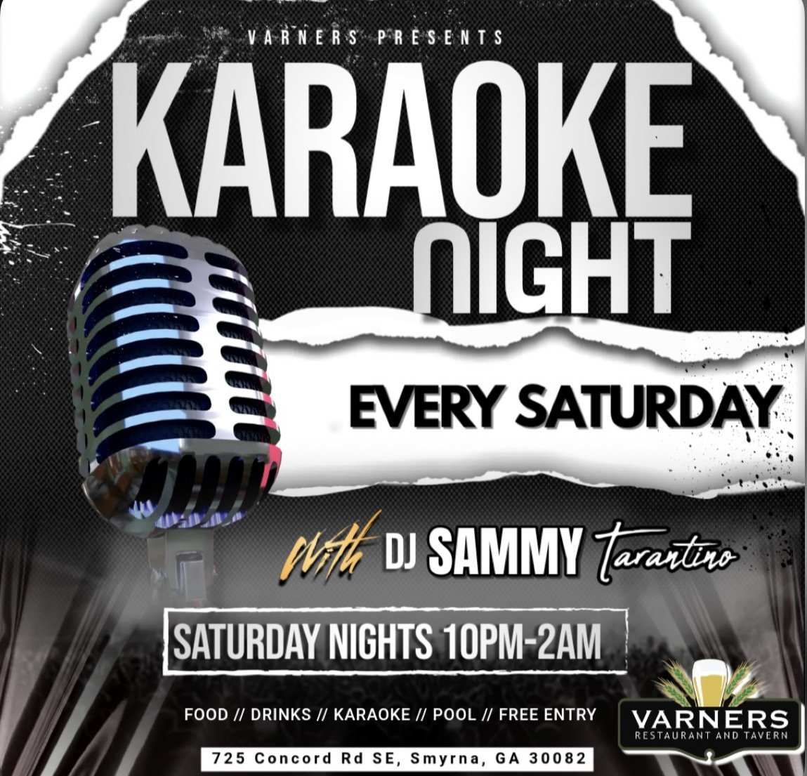 KARAOKE @ VARNERS TAVERN SAT