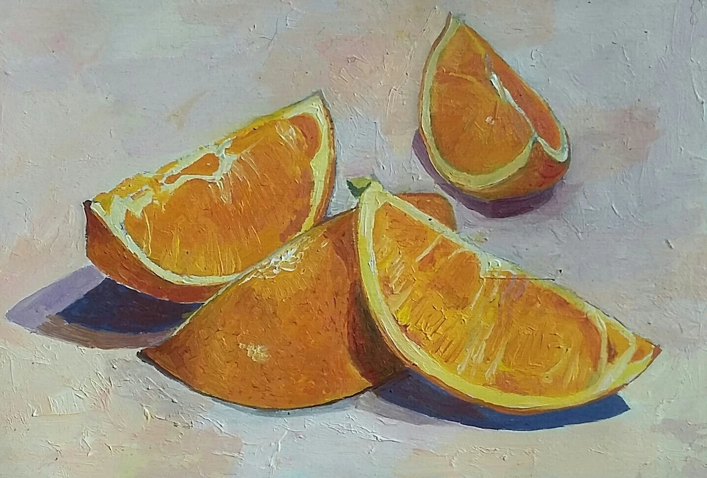 oranges, oil on board
