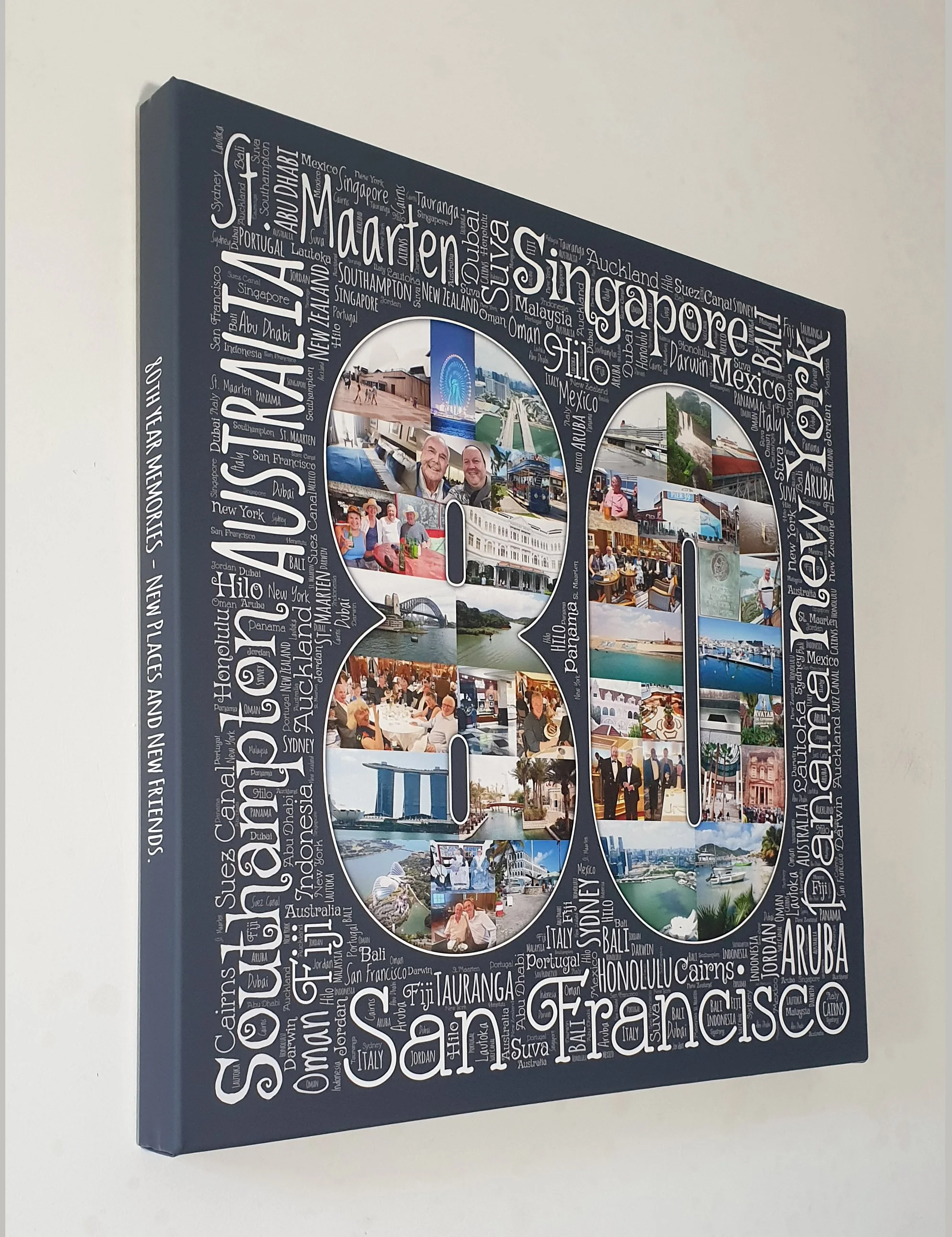 Unique birthday gift word art photo collage canvas for 80th birthday