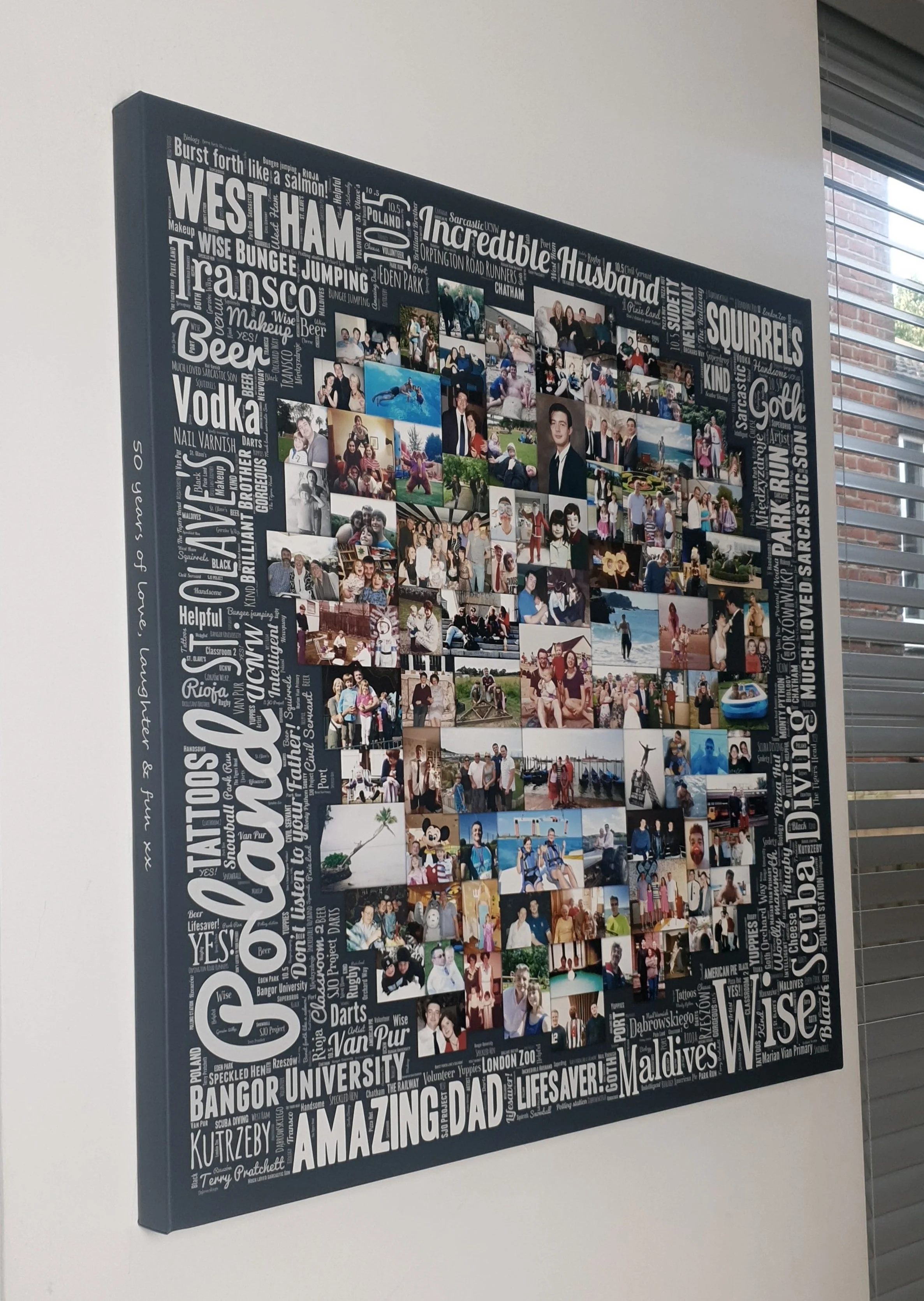 Alt text: Custom Word Art Collage personalized canvas