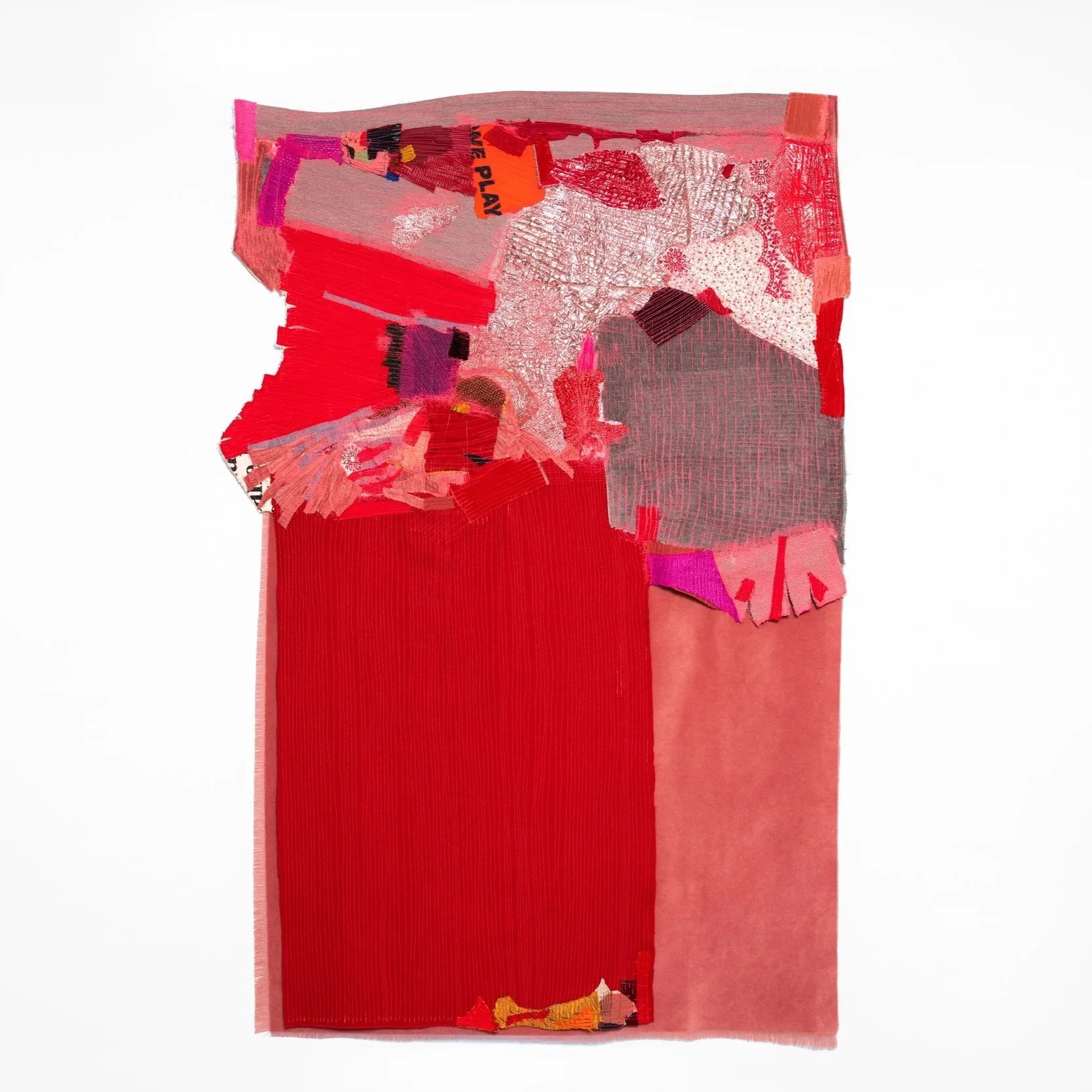 Red Play
 2025
61 in x  39 in x 3 in
Found fabric, clothes , Mylar balloon
