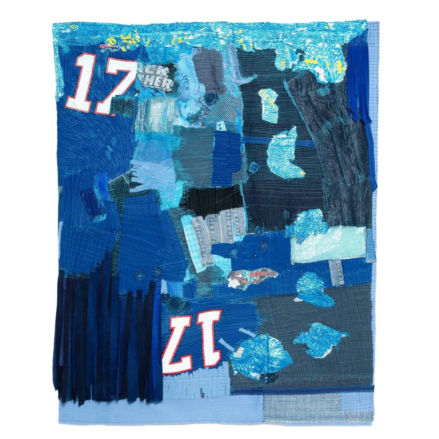Blue 17
2025
57  in x  47 in x 3 in
Found fabric, clothes , Mylar balloon




