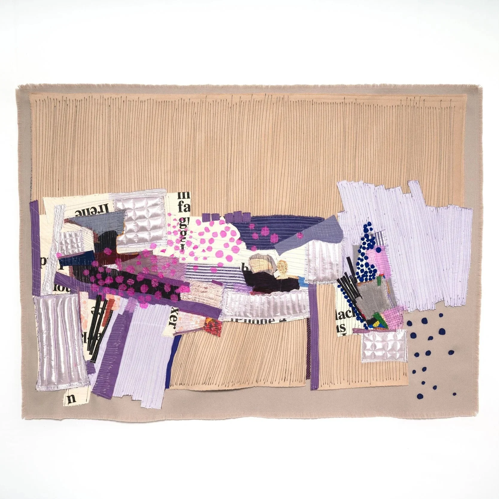 Lavender Lake 
2025
H: 40 in x  55 in x 1 in
Found fabric, clothes , thread
