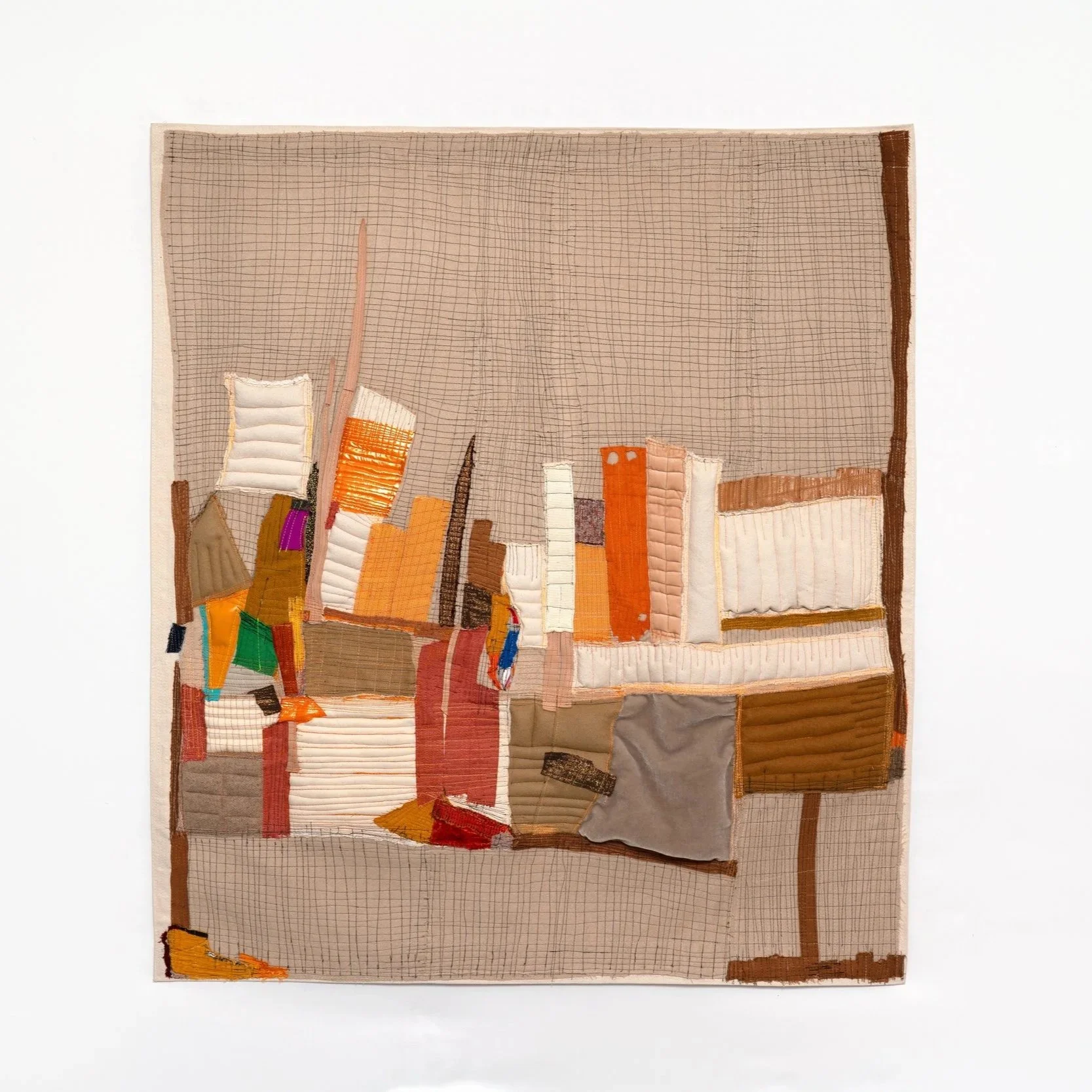 Orange city 
2025
 44 in x  39 in x 2 in
Found fabric, clothes , Mylar balloon
