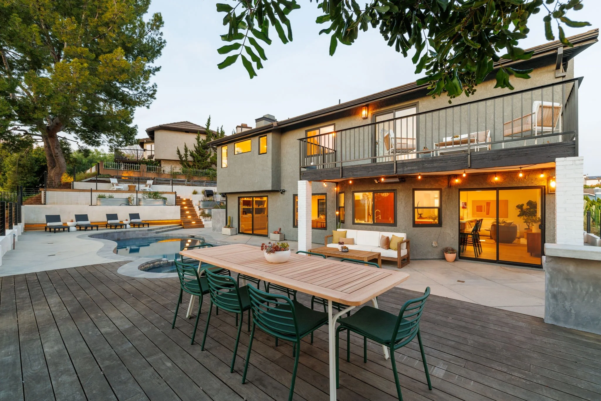 Backyard with pool spa and panoramic views at 1721 McCollum St Silver Lake