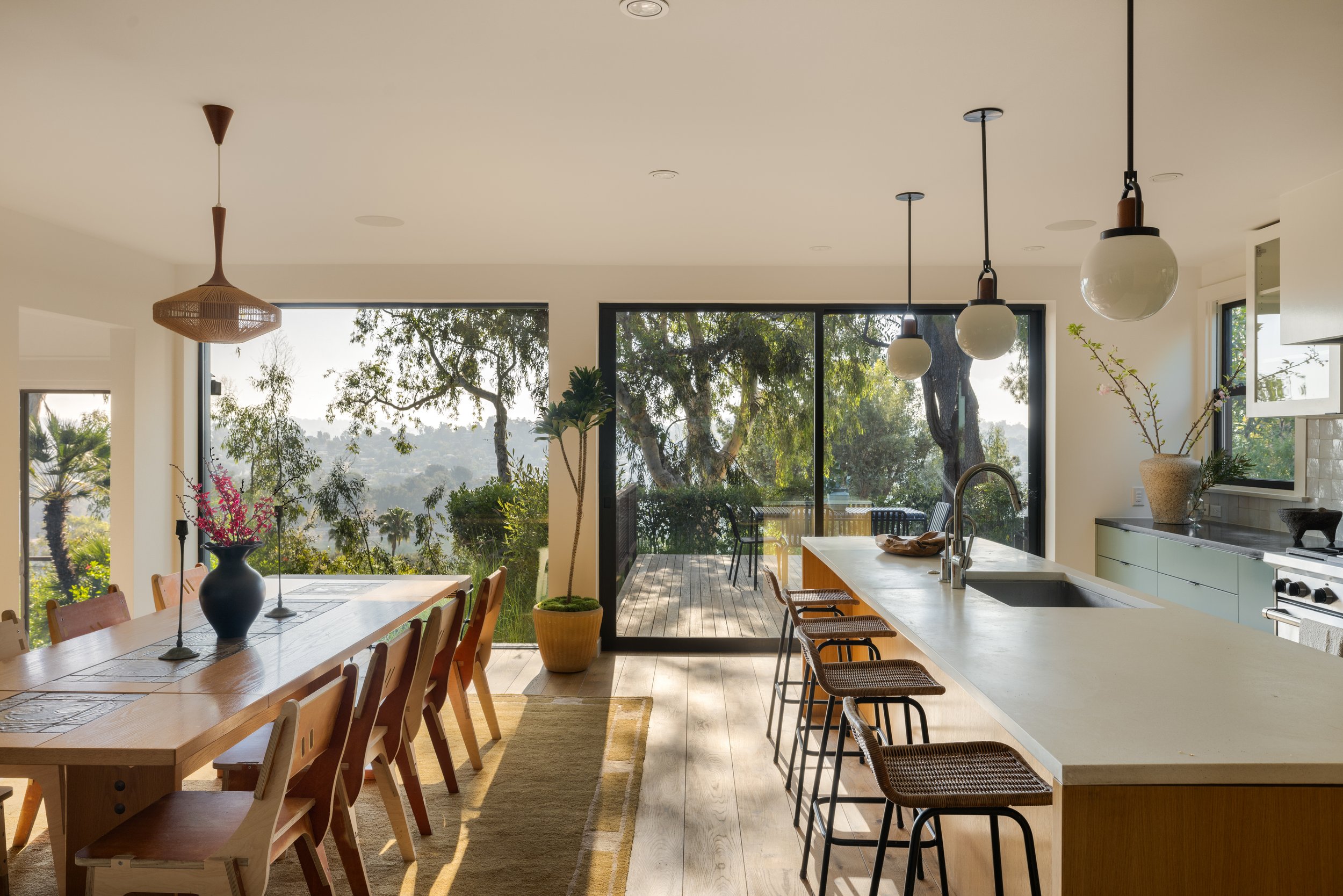 Modern home for sale in Silver Lake with open kitchen, dining area, and indoor outdoor flow