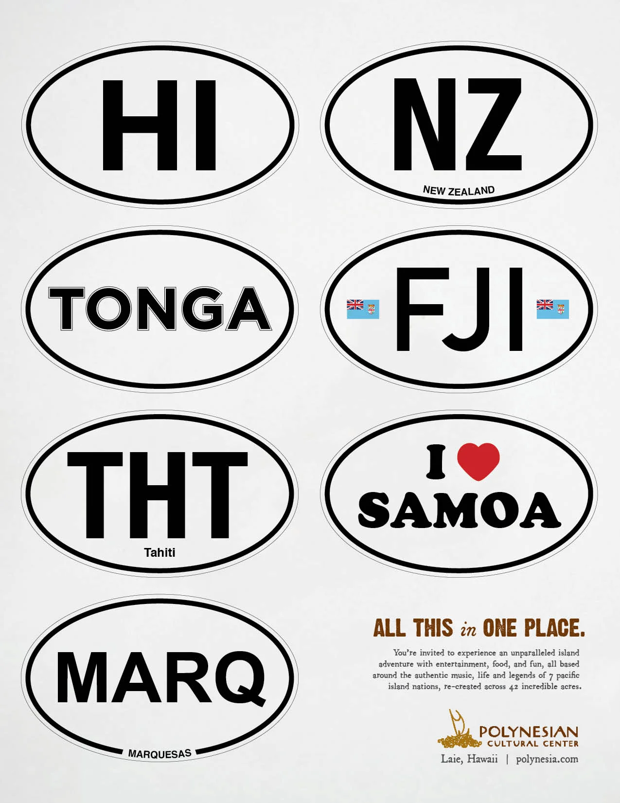 Hawaii, New Zealand, Tonga, Fiji, Tahiti, Samoa, and Marquesas all in one place.