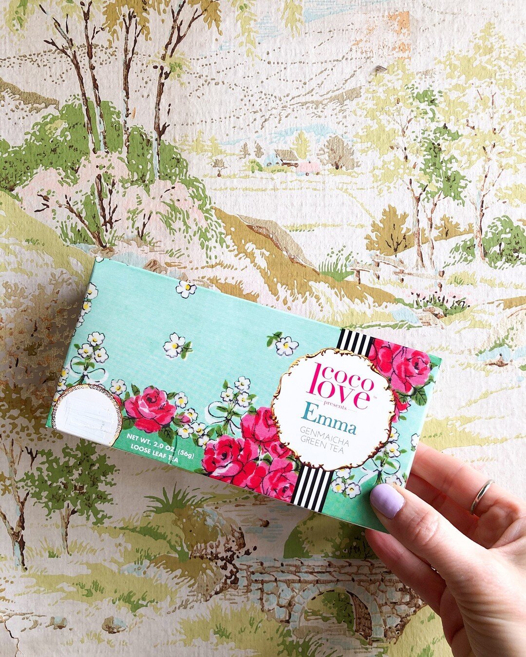 #wallpaperselfie week continues and this is our sleeper hit, emma. fun fact: emma's packaging is the first we designed. we absolutely fell in love with the bright mix of green and pink on this vintage handkerchief. from there our packaging was born. 