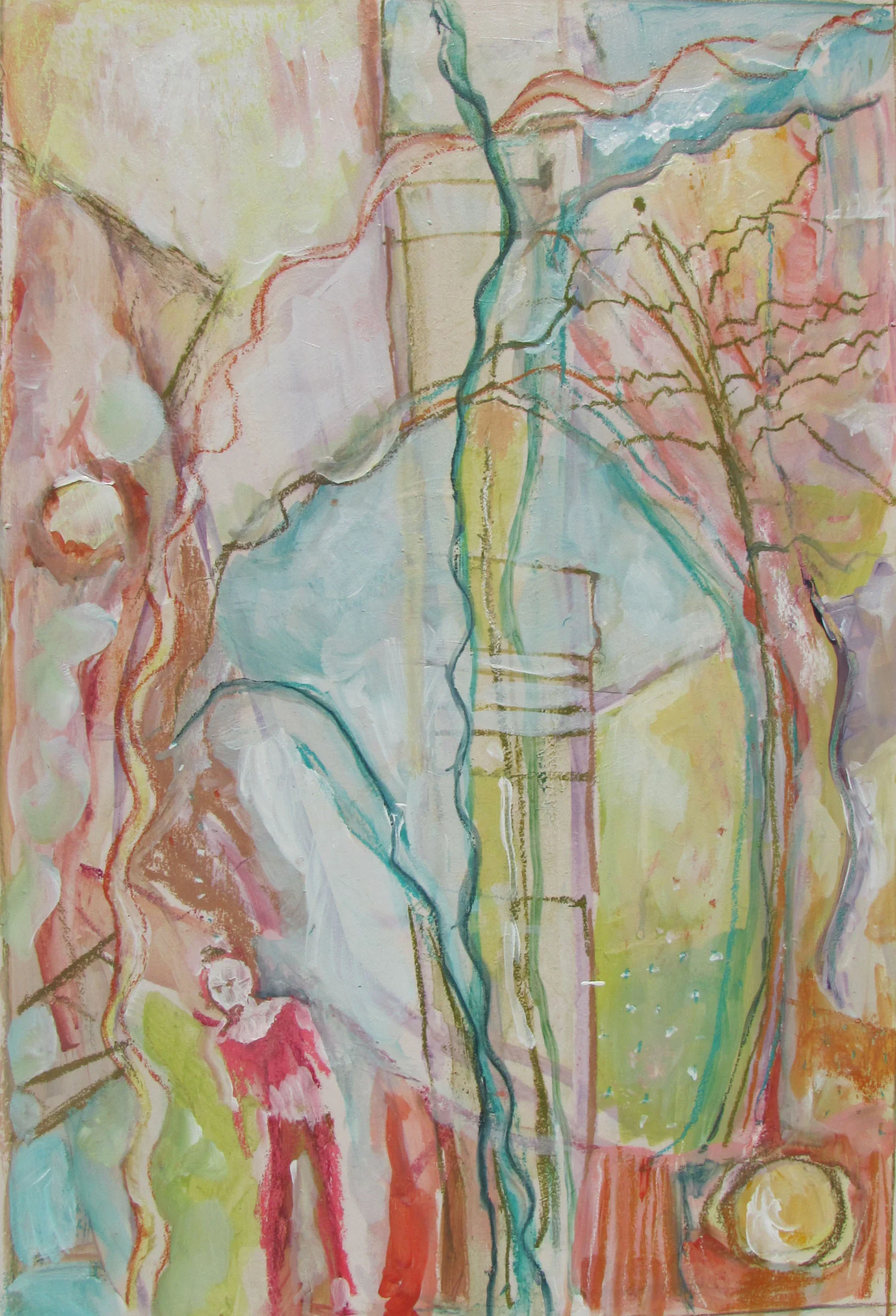 "Through the Looking Glass" pastels/acrylic wash framed 32"x22" $495