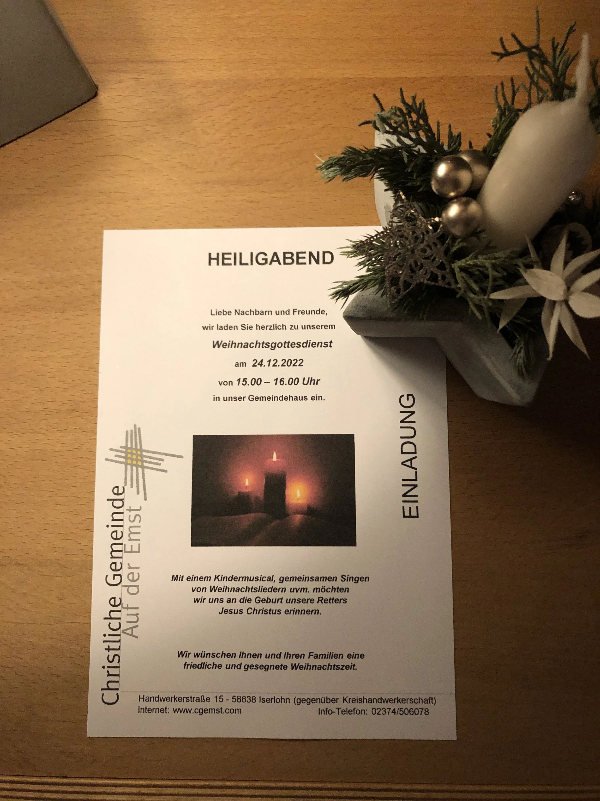 Heiligabendgottesdienst am 24.12.2022 um 15.00 Uhr