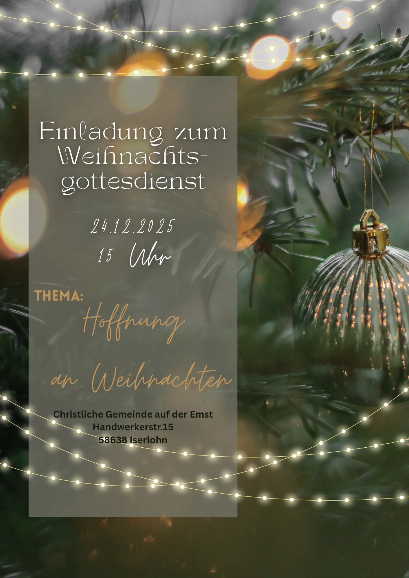   Heiligabendgottesdienst am 24.12.2025 um 15.00 Uhr.     Zu den Infos   