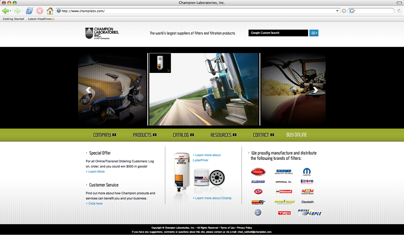 Champion Laboratories website redesign