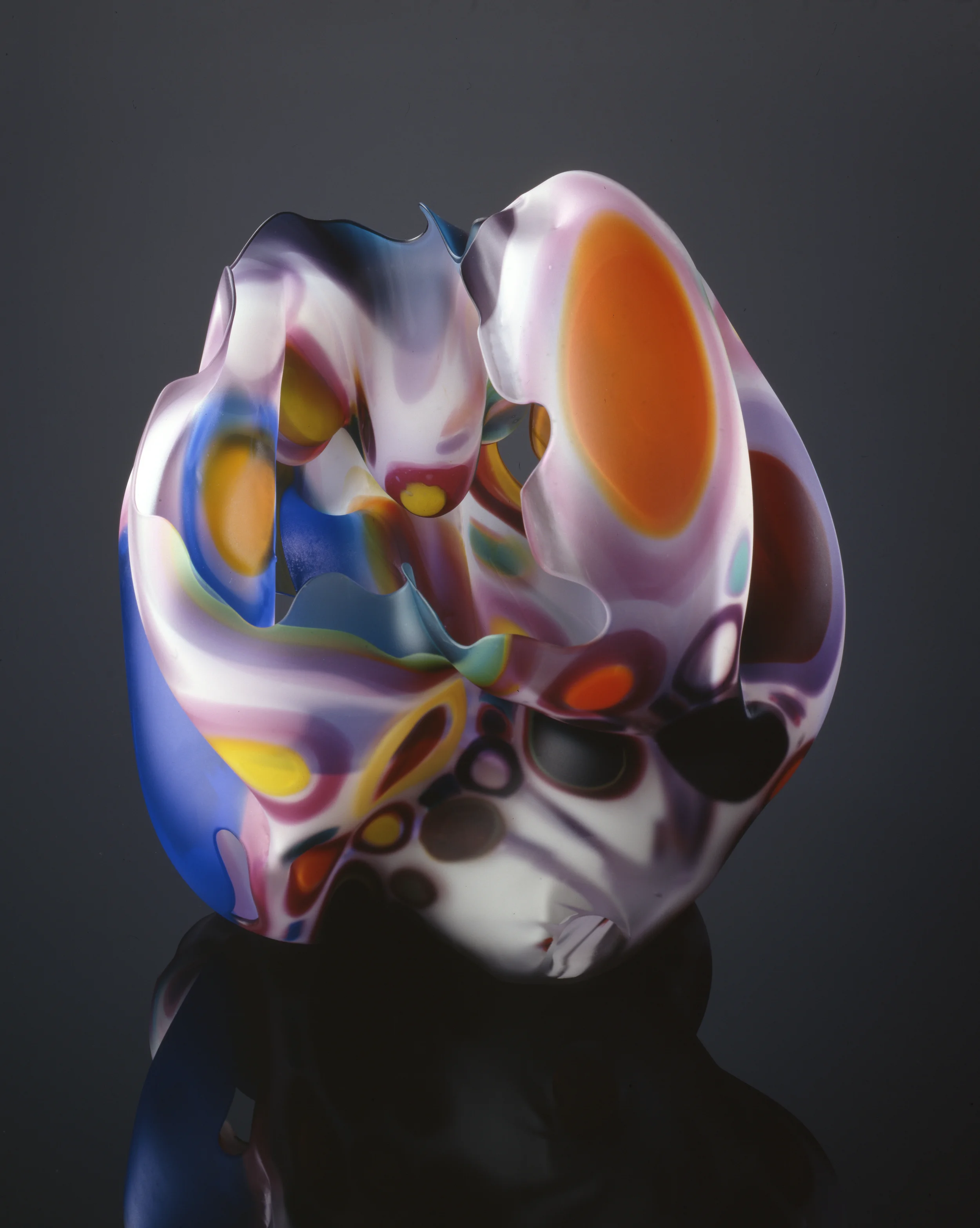 Marvin Lipofsky. Kentucky Series 2000-01 # 8. 16 x 17 x 17 in. 2001. Blown at Centre College, Centre College, Danville, KY with help from Steve Powell , Brooke, Paul, Brent and students. Photo credit: M. Lee Fatherree.