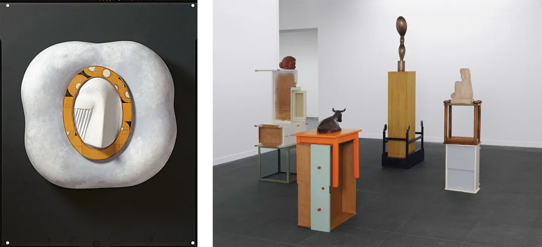 Left:&nbsp;Meret Oppenheim, A Face in a Cloud,&nbsp;1971.&nbsp;© Meret Oppenheim, VEGAP, Bilbao, 2016. Right:&nbsp;Florian Slotawa, Bernese Pedestals (Berner Sockel), 2010.&nbsp;© Florian Slotawa, VEGAP, Bilbao, 2016. Photos courtesy of Hermann und …