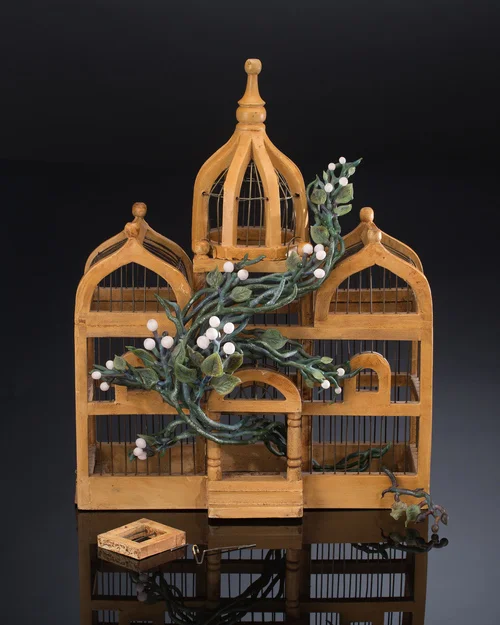 Kathleen Elliot. Liberty #2 (2015). Glass, found birdcage. 19.5 x 15 x 8 in.