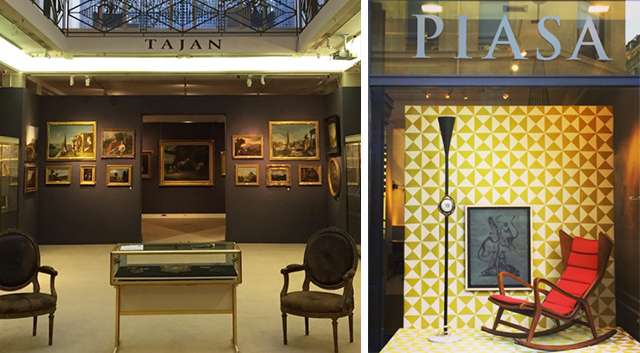 Left: Inside Paris auction house, Tajan. Photo courtesy of Tajan via Instagram; Right: Italian design on display at Piasa. Photo courtesy of Piasa via Instagram.