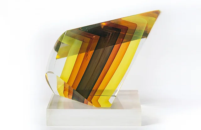 "Glass Sculpture in a Quadrangle Shape with Internal Colored Glass" by Harvey Littleton,1981, Alex Cooper (August 2015)