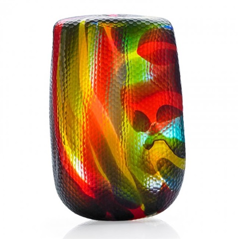 "Bilbao #9" by Lino Tagliapietra, sculptural vessel, Murano, Italy, 2000, blown and battuto glass, signed and dated. 17.25 x 10.5 x 5.75 in. Photo courtesy Blouin Art Sales Index .