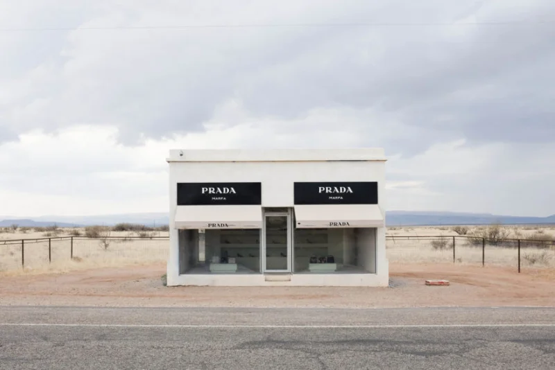 Elmgreen &amp; Dragset. Prada Marfa, 2005 at U.S. Highway 90.