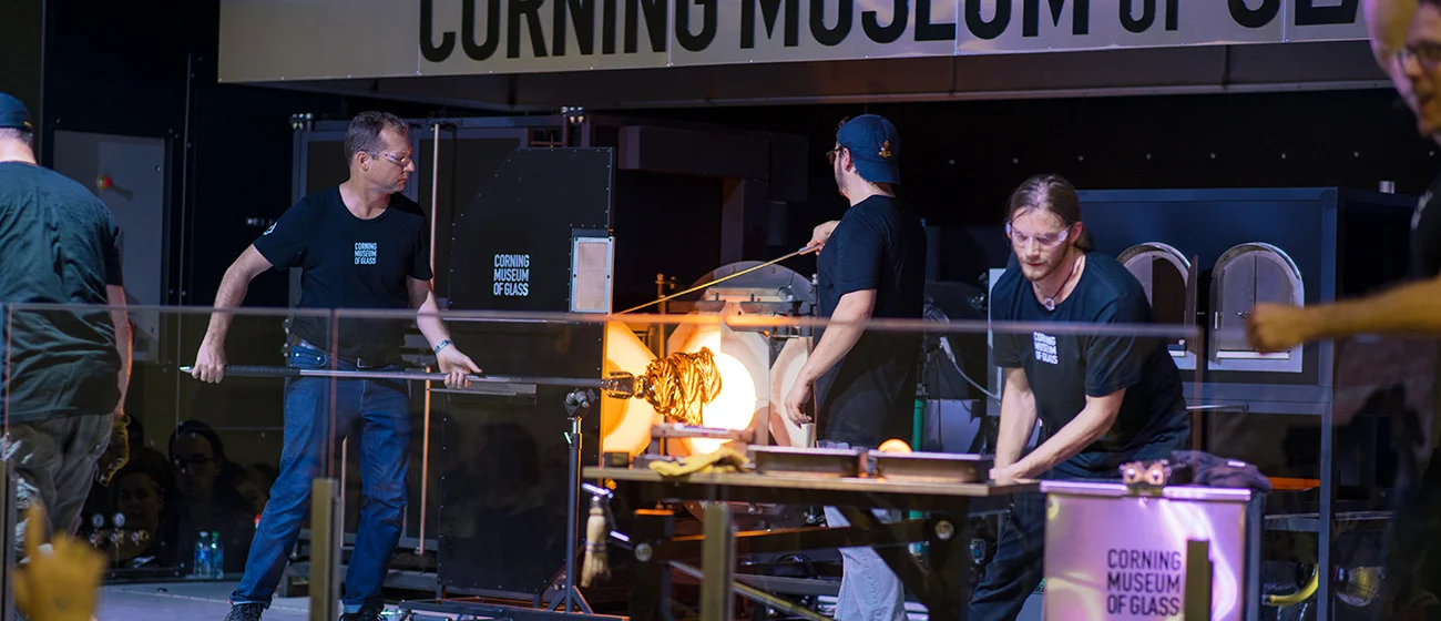 The Corning Museum of Glass Hot Shop (performance and exhibition) at SOFA.