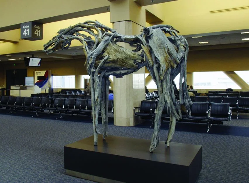 Deborah Butterfield (American, b.1949). Põhina, 2001. Cast bronze with patina, 89 in. x 118 in x 28 in. SFAC 102