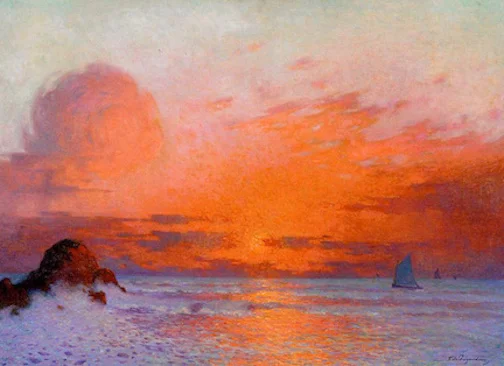 Ferdinand du Puigaudeau, Sailboats at Sunset, 1864-1930. Image via Wikimedia Commons .